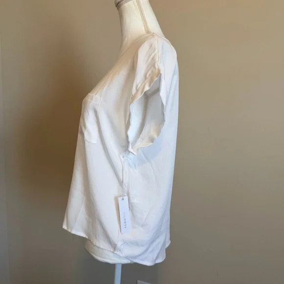 NWT SIX/FIFTY kaitlin button-back short sleeve top in white size medium women's - Picture 6 of 12